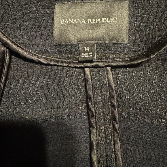 Banana Republic Black Raw Edge Open Front Professional Blazer Size 14 - Picture 11 of 11